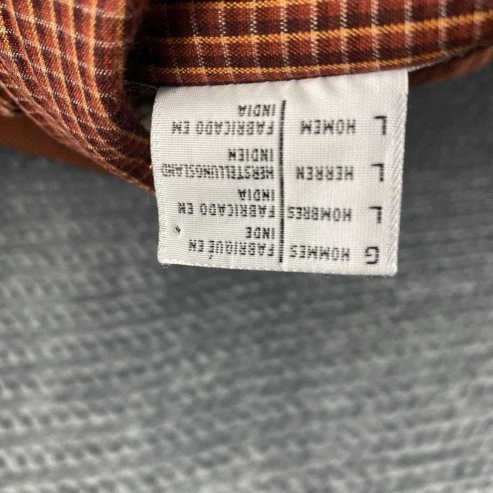Columbia Orange Plaid Button Down Long Sleeve Shirt Men's Size Large - Picture 5 of 11